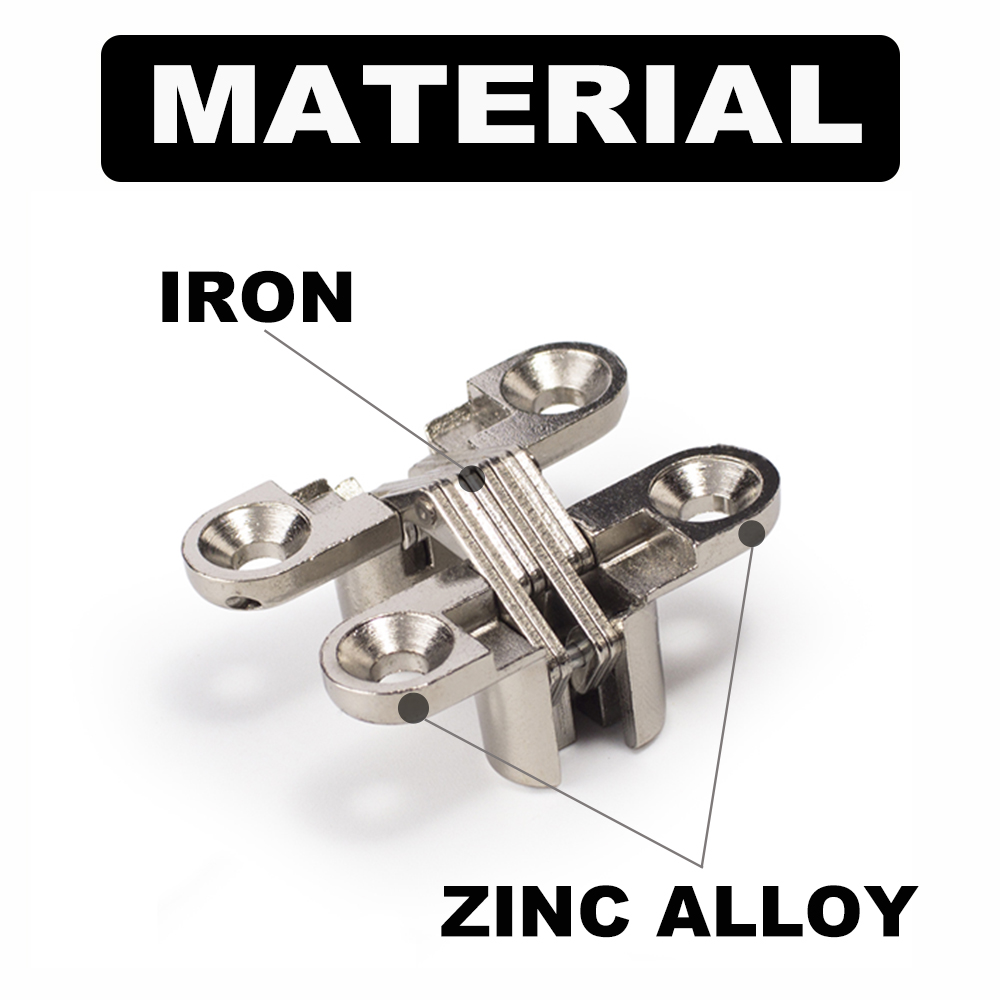 3D Invisible Hidden Concealed Metal Hinge Folding Door Hinge Furniture Cross Hinges for Cabinets Cupboard Wardrobe