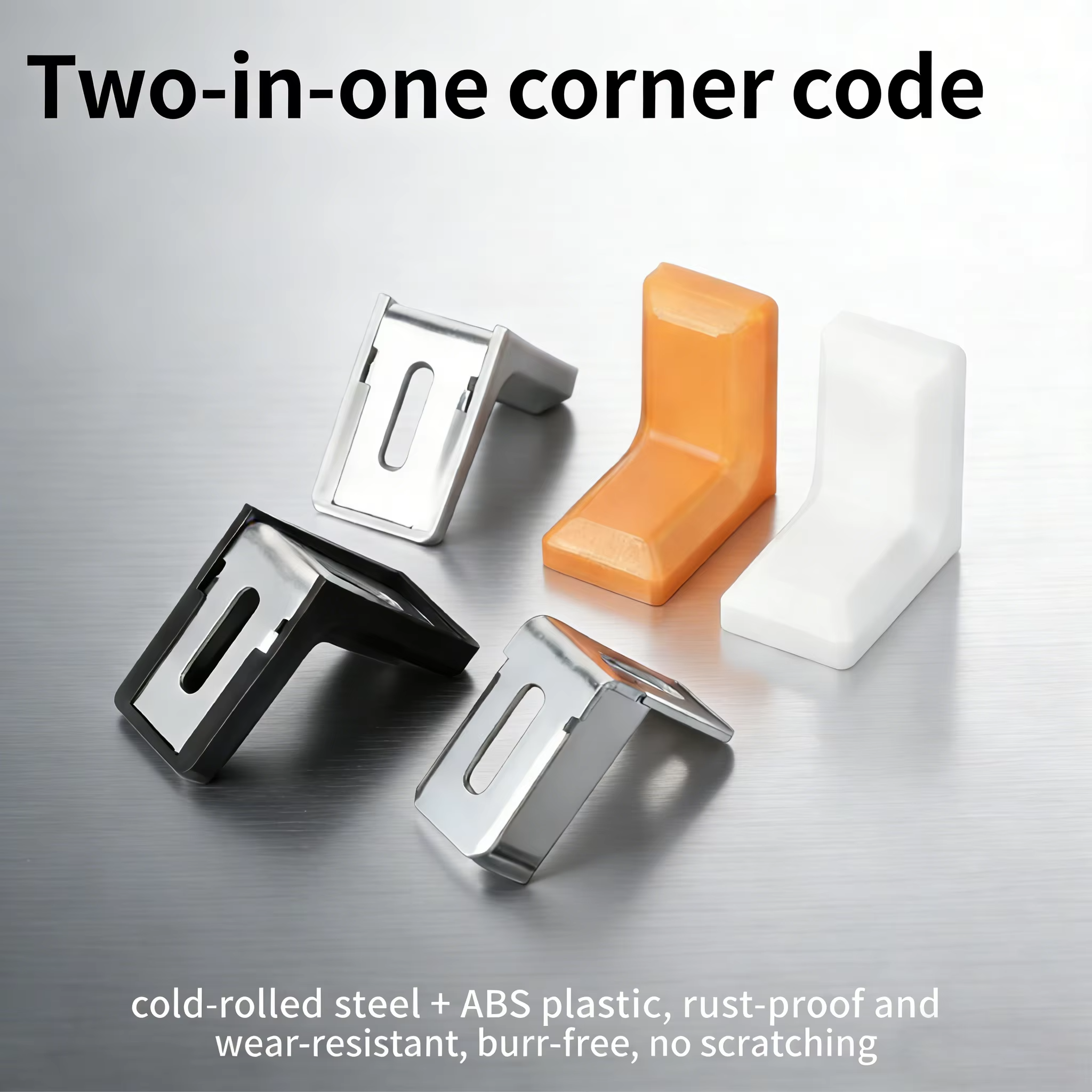 Cabinet Wardrobe Corner Connectors-Decorative Cover + Iron Corner Brackets Adjustable Hanging 2-in-1 Right Angle Reusable