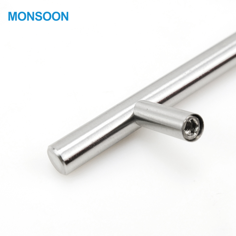 Modern Furniture Cabinet Door Hardware Decorative Cupboard Dresser Chrome Knob Hollow Tubular Long Stainless Steel T Bar Pull Cabinet Handles for Kitchen