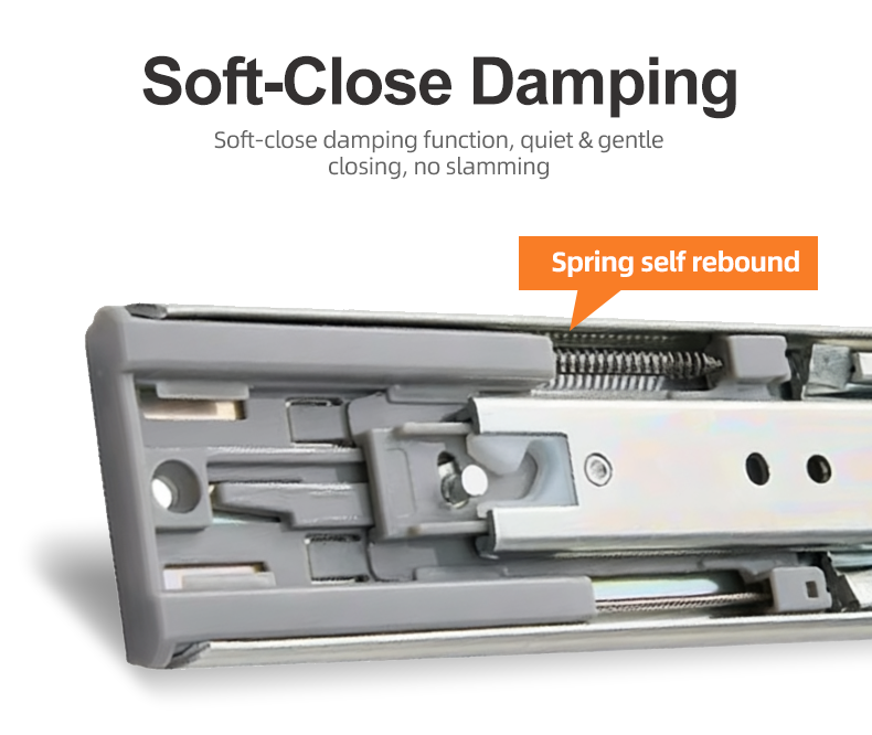 Steel Cabinet 45mm 100lbs Heavy Duty Full Extension Ball Bearing Drawer Slide with Bayonet for Office/Hotel Apartment