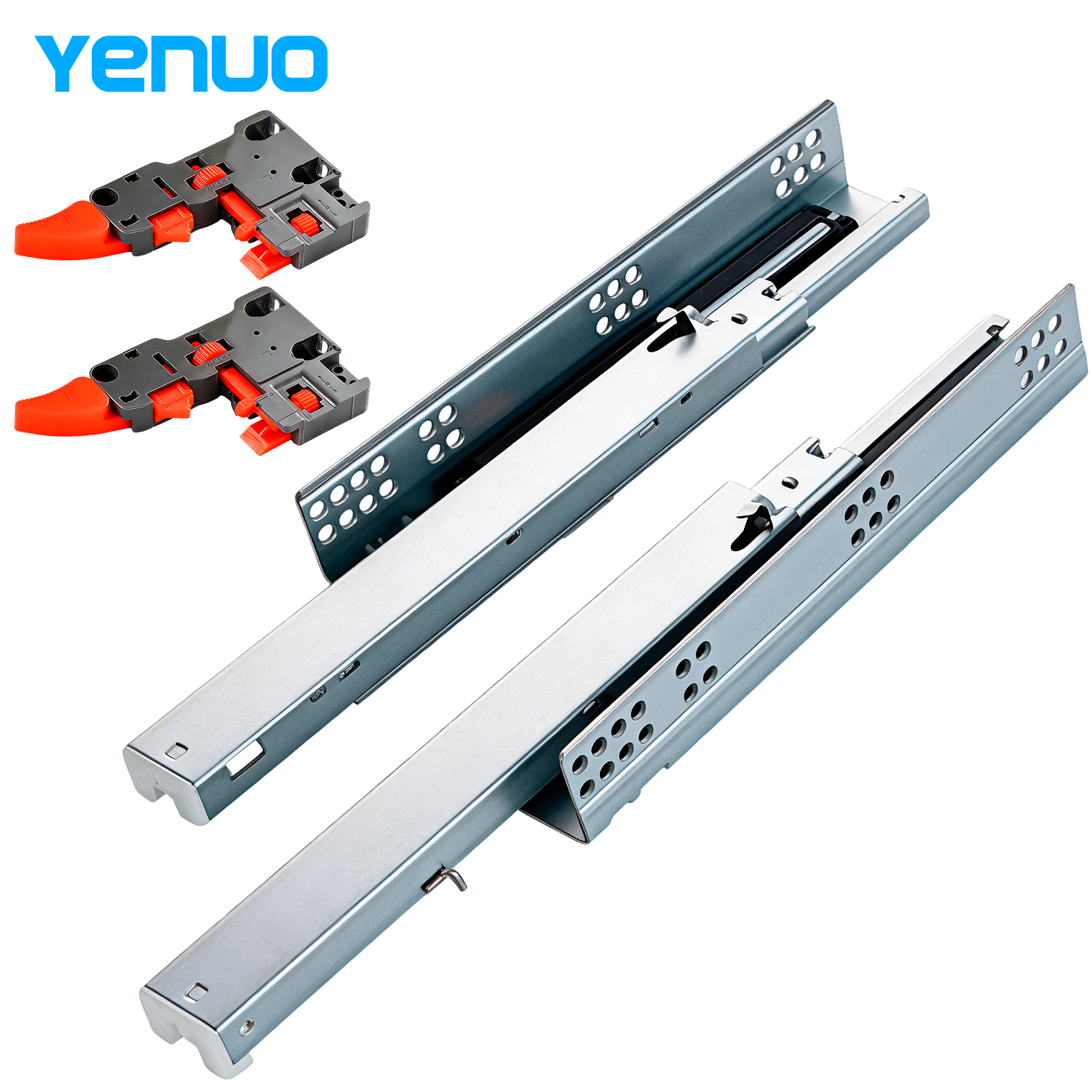 YENUO 45mm Hidden Soft-Closing Telescopic Slide Rail - 3-Fold Cold-Rolled Steel With 1D Handle