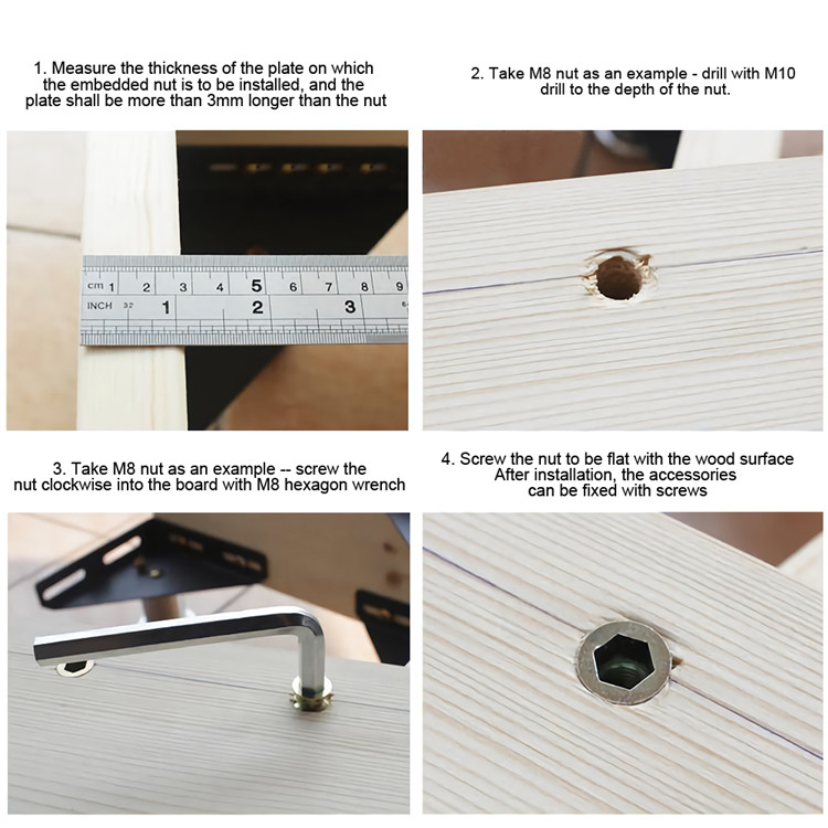 Zinc Alloy Carbon Steel M4 M5 M6 M8 Threaded Insert Furniture Connector Furniture Wood Insert Nut Wood Screw