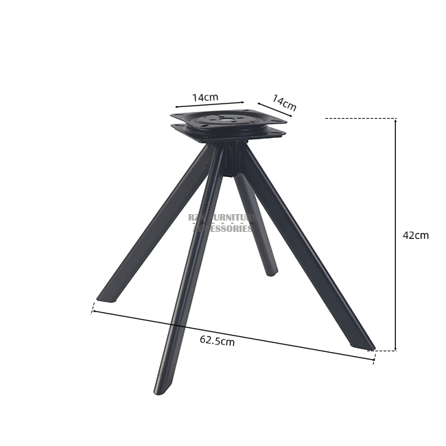 Durable Dining Chair Parts Disassembly Structure Iron Material Black Coating Heavy Duty Hardware Chair Legs with Swivel Plate