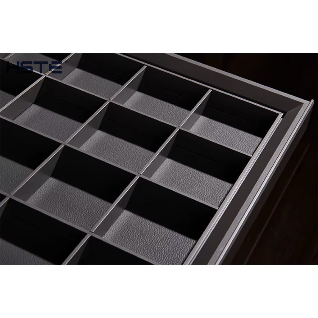 Wardrobe Jewelry Storage Tray Organizer Square Aluminum Alloy Leather Furniture Hardware for Household Closet Storage