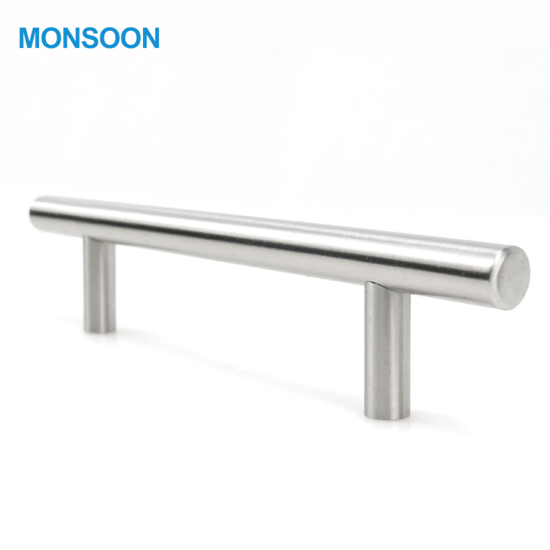 Modern Furniture Cabinet Door Hardware Decorative Cupboard Dresser Chrome Knob Hollow Tubular Long Stainless Steel T Bar Pull Cabinet Handles for Kitchen
