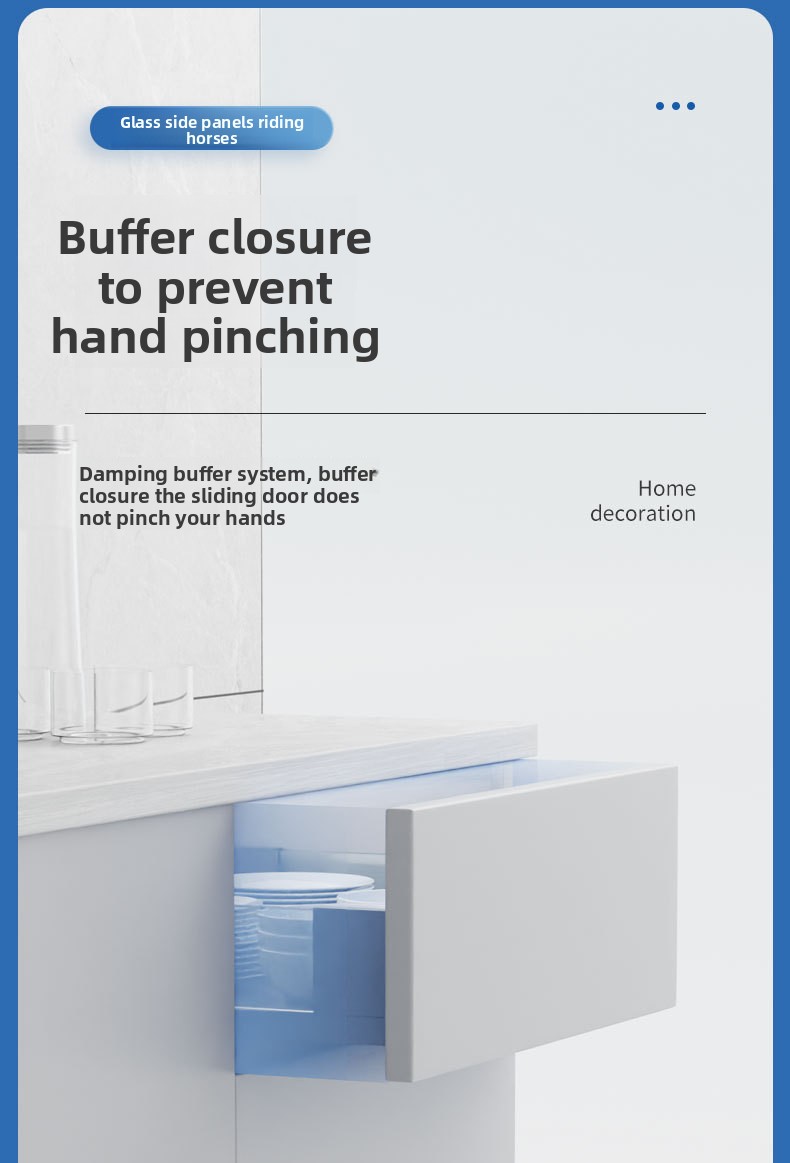 Custom Size Transparent Glass Sided Slim Double Wall Steel Contemporary Heavy Duty Soft Closing Kitchen Drawer System Adjustable