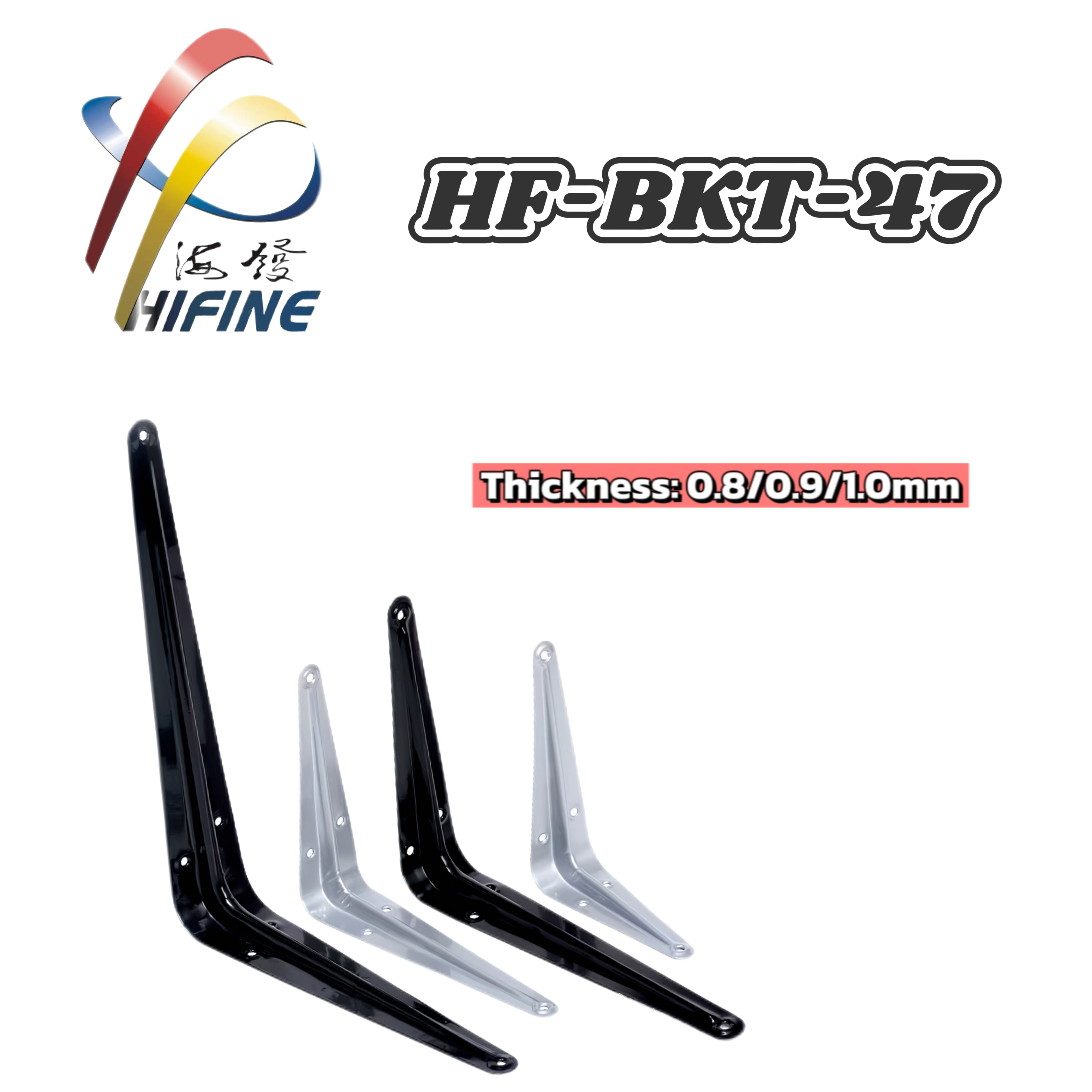 Furniture Hardware Powder Coated Triangle Shaped Metal Wall Mount Shelf Bracket Support