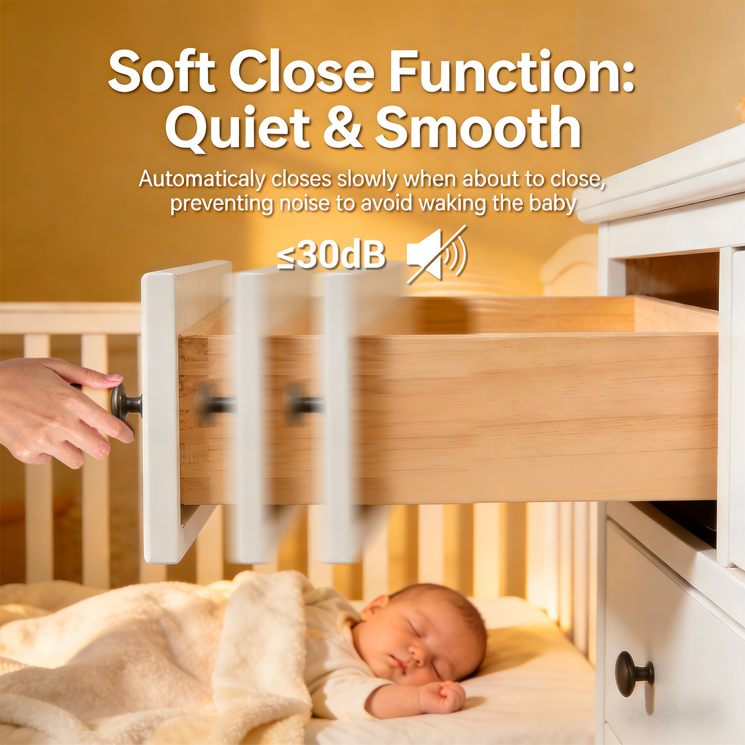 45mm Hidden Soft-Closing Telescopic Slide Rail - 3-Fold Cold-Rolled Steel with 1D Handle