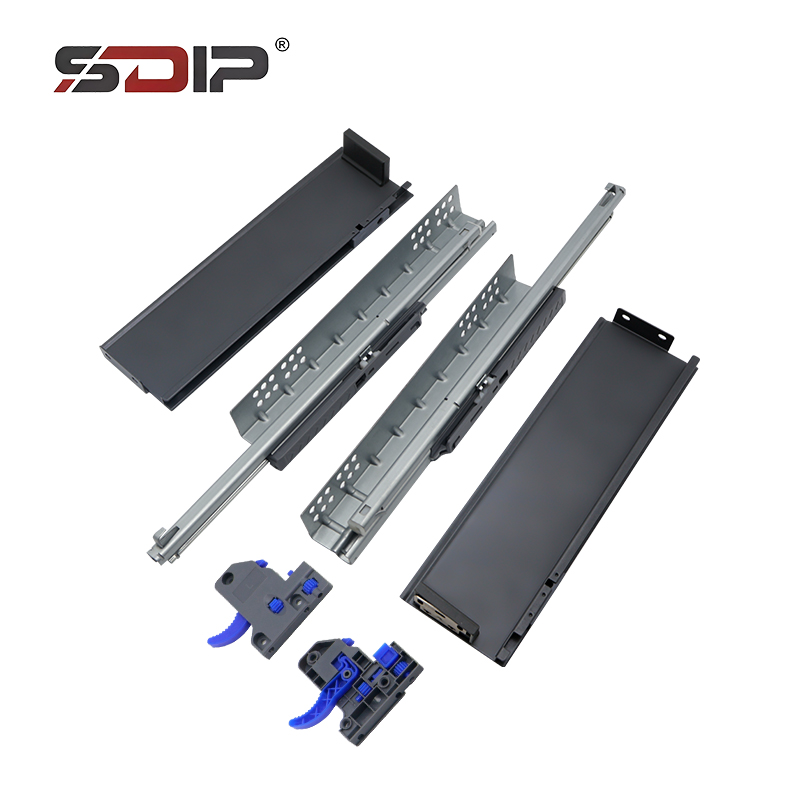 Silent Buffer Ultra-thin Cabinet Box Metal Drawer Slides Concealed Soft-closing Drawer Slide Rail Hardware Accessories