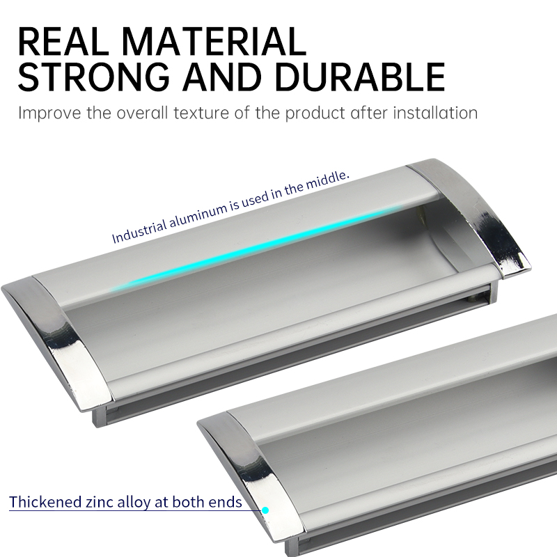 Modern Durable Aluminum Alloy Square Adjustable Cabinet Door Handle Dark Strap Mounting Plate Embedded Hardware Knob Drawer