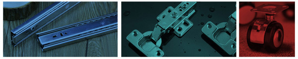 Slides, Hinges and Casters