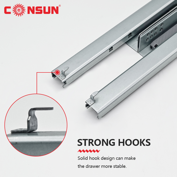 3 Fold Channel Push to Open Hidden Telescopic Rails Soft Close Undermount Concealed Drawer Slide