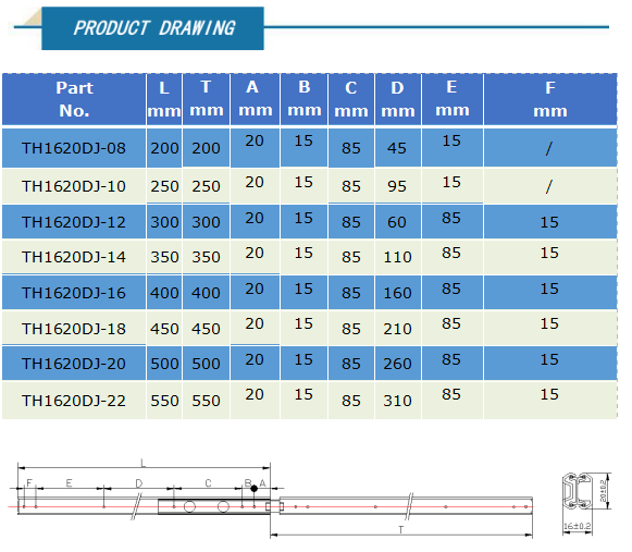 Drawer Slide Cross Section Dimensions