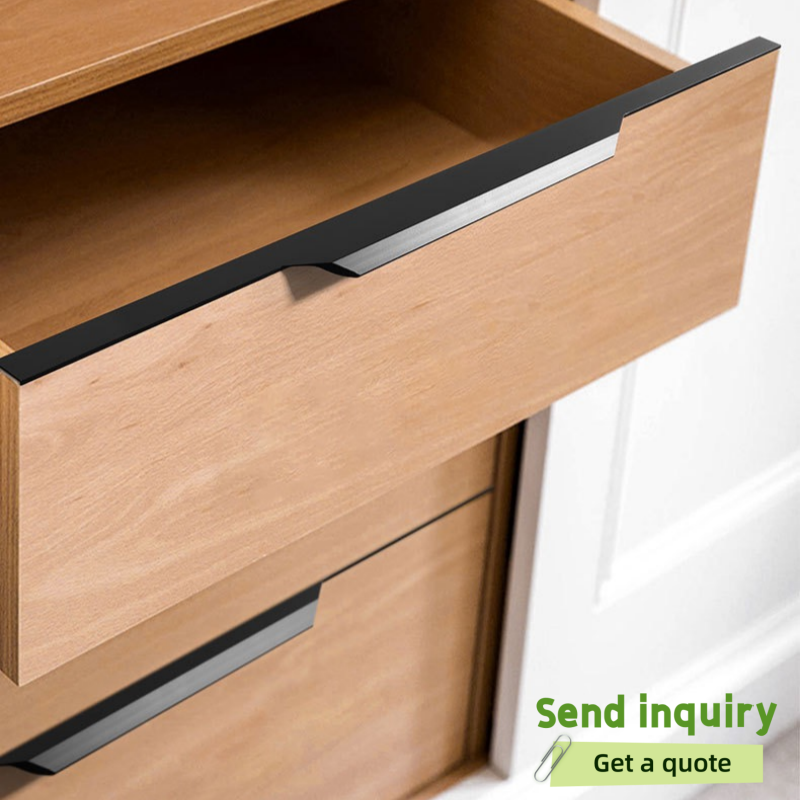 Matt Black Aluminum Profile Cabinet Edge Handle Custom Length Finger Pull Wardrobe Drawer Hardware Accessory OEM