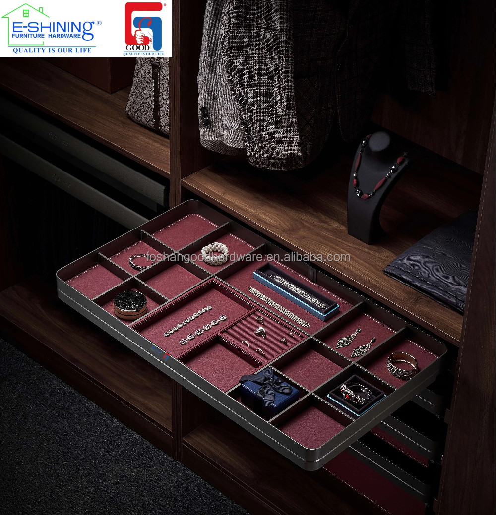 Wardrobe Accessories Hardware Jewelry Rack Soft Close Decorative Pull Out Organizer Storage Drawer Leather Basket