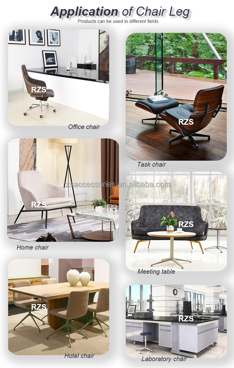 Durable Dining Chair Parts Disassembly Structure Iron Material Black Coating Heavy Duty Hardware Chair Legs with Swivel Plate