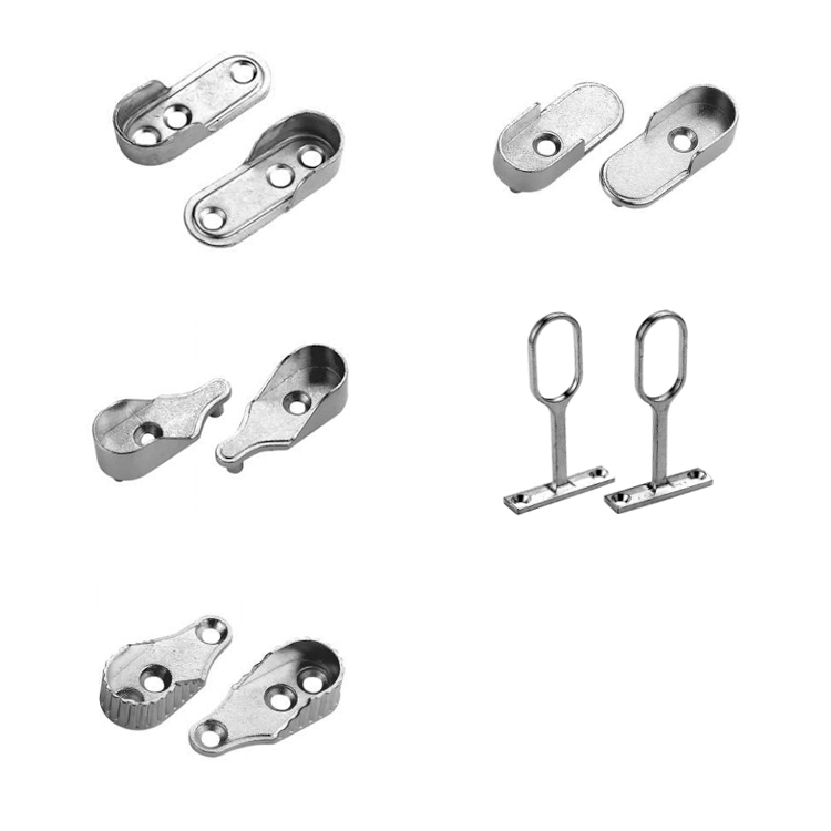 Zinc Alloy Nickel-Plated Oval Wardrobe Tube Rail Support Closet Rod Bracket