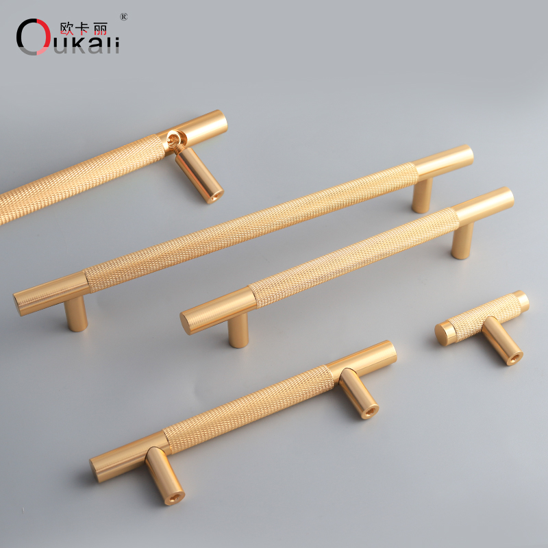New T Bar Shape Furniture Hardware Supplies Kitchen Gold Cupboard Cabinet Drawer Door Cupboard Knurled Handles