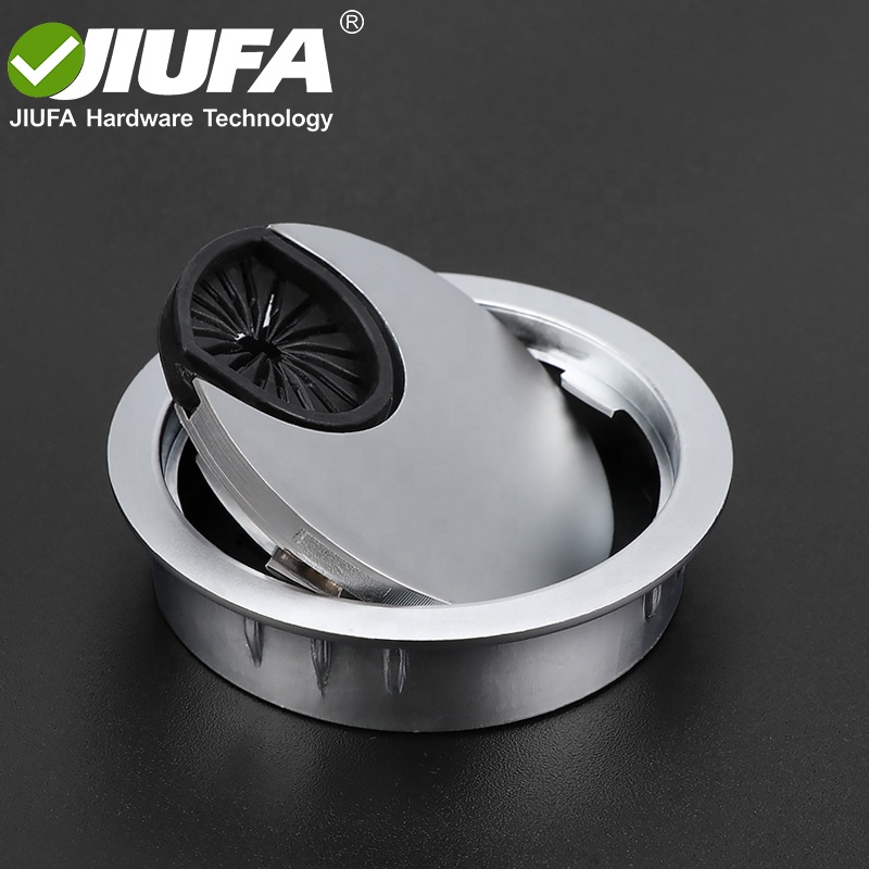 JIUFA Furniture Hardware Fitting Zinc Alloy Round Office Desk Cable Grommet Table Wire Management Hole Cover Organizer
