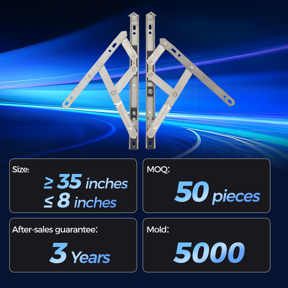 Stainless Steel 201/304 Square Groove Pivot Window Hardware Modern Design Soft Close Friction Stay Hinge 2mm Thickness 180