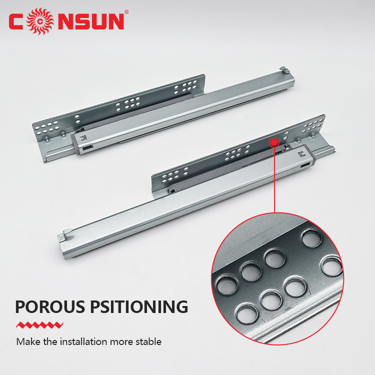 3 Fold Channel Push to Open Hidden Telescopic Rails Soft Close Undermount Concealed Drawer Slide