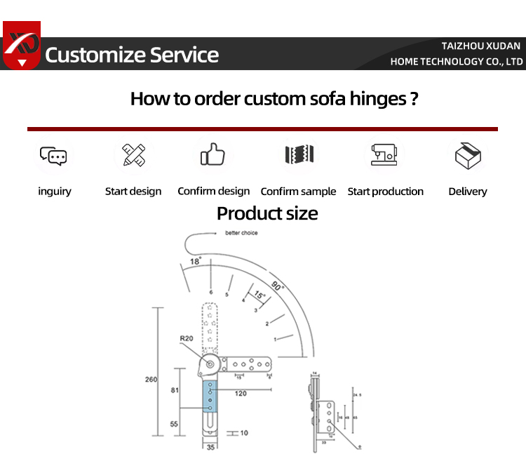 XD Sofa Headrest Hinge Interlocking Furniture Mechanism