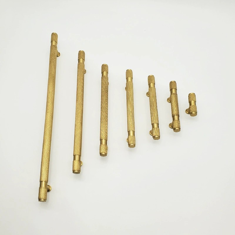 Made in China Furniture Hardware Knurled Solid Brass Selling Reasonable Price Customized Cabinet Wardrobe Kitchen T bar Handle