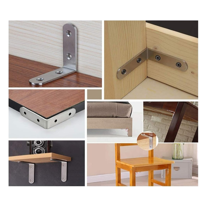 90&deg; Angle Brace L-Shaped Corner Bracket Stainless Steel Wall Fastener 6 Holes for Furniture Joint Hinge Furniture Joint Fastener