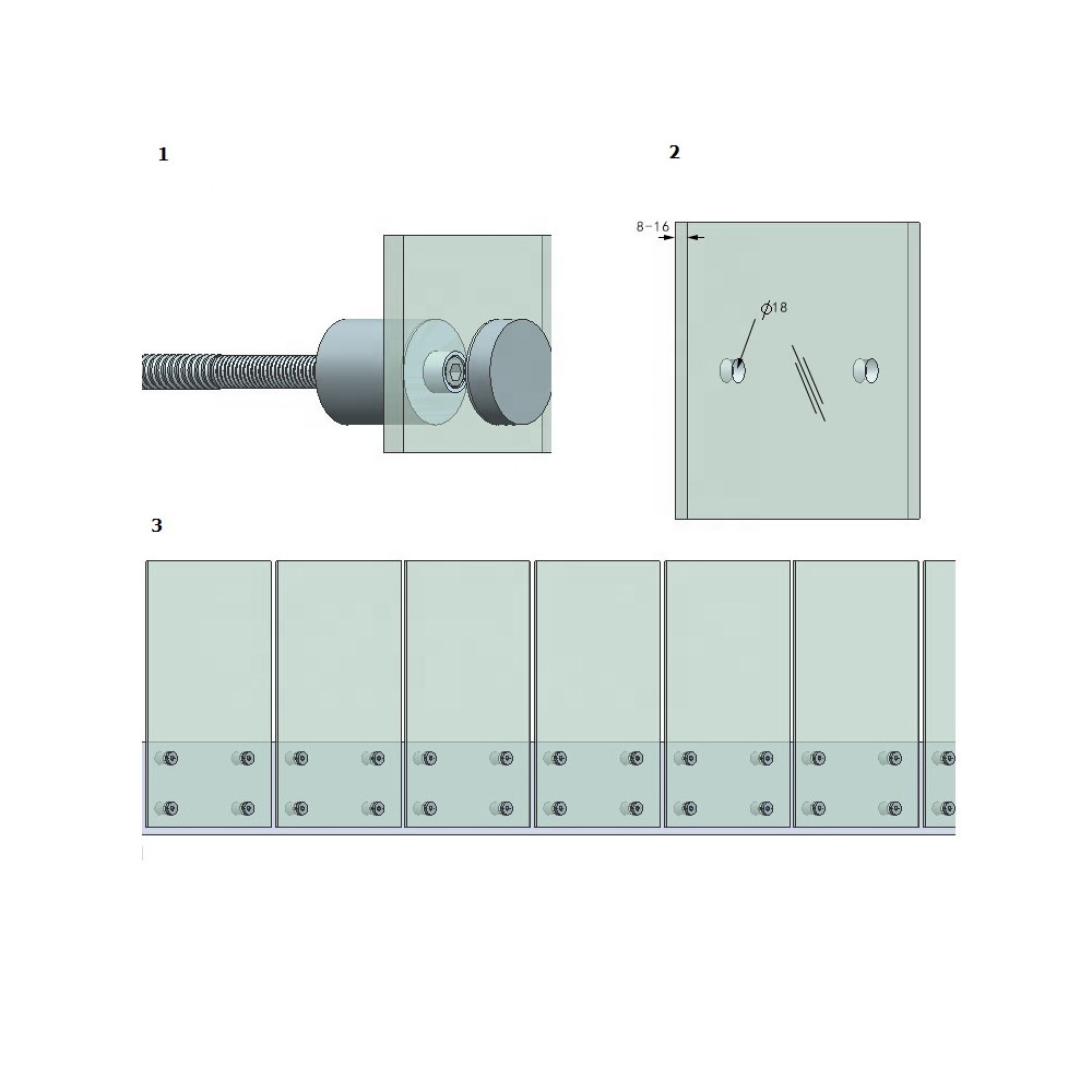 DF Modern Style Various Size Round Modern Adjustable Stainless Steel 316 Double Glass Stair Fasteners Brackets Standoff Hardware