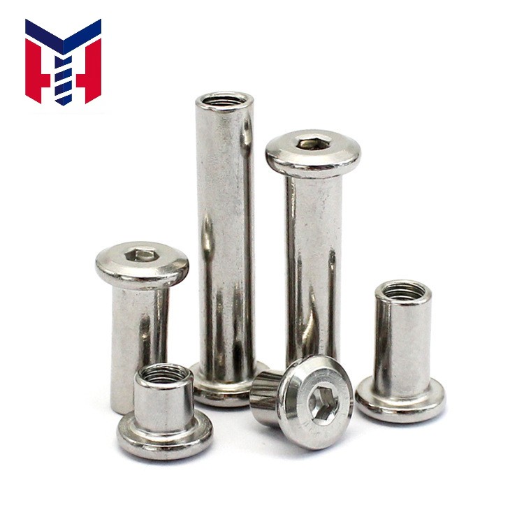 304 Stainless Steel Chamfered Hexagon Socket Connecting Screw and Nut, Furniture Splint Butt Joint Bolt &amp; Rivet Fastener M2-M10