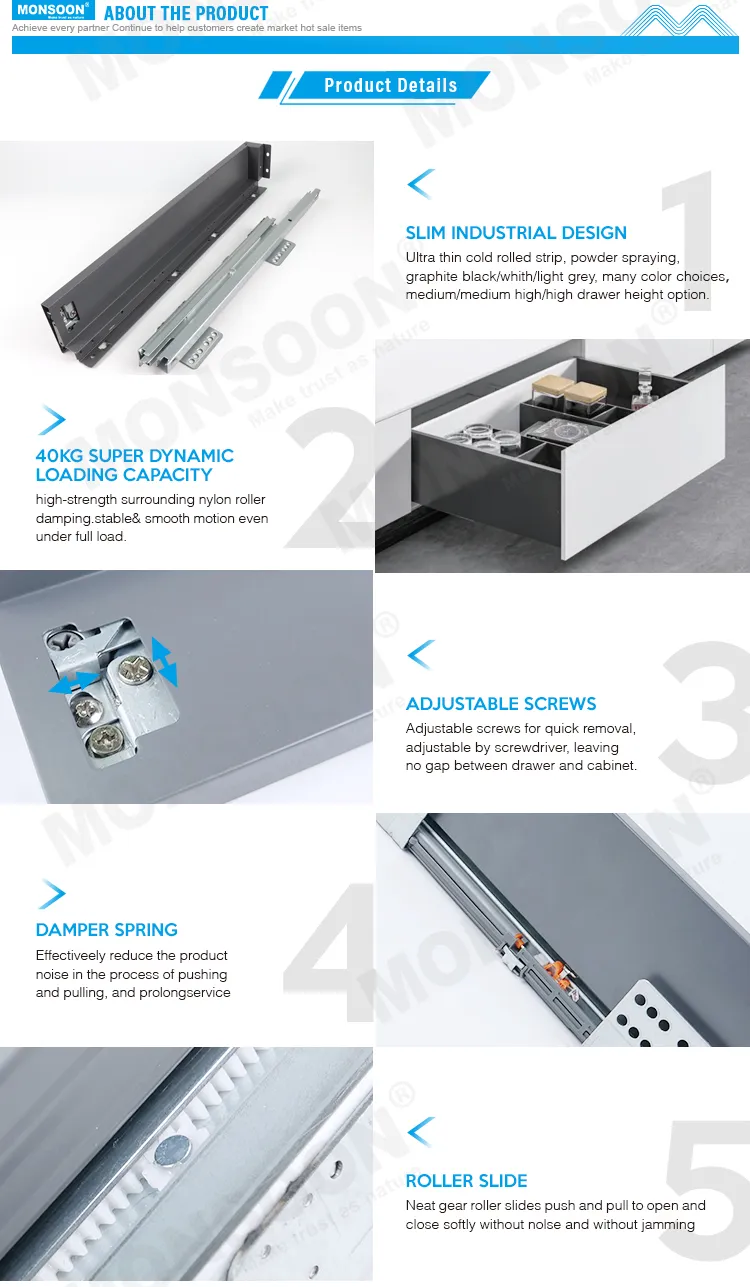 Cabinet Metal Box Soft Closing Drawer System 1