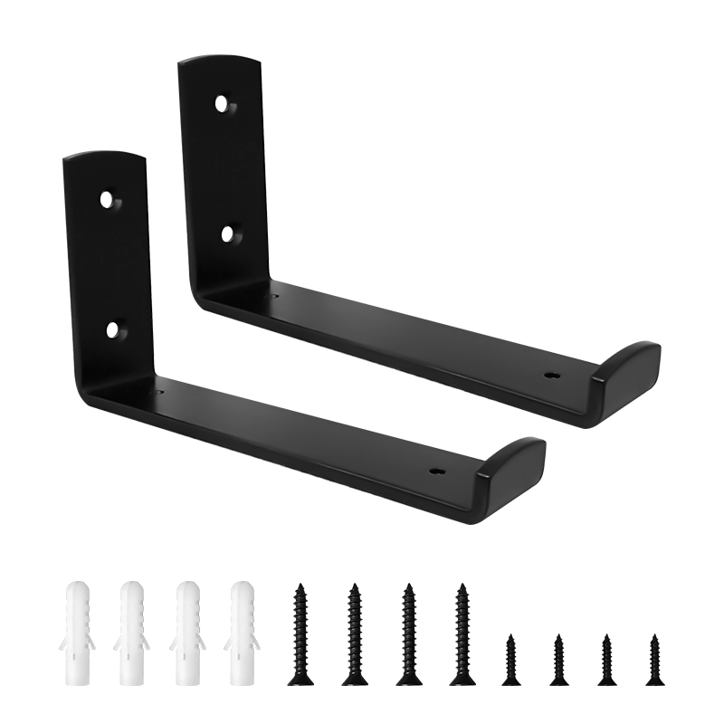 RHETECH Heavy Duty Metal Brackets Large Black Shelf Brackets With DIY Floating Shelf And Hardware Triangle Bracket Structure