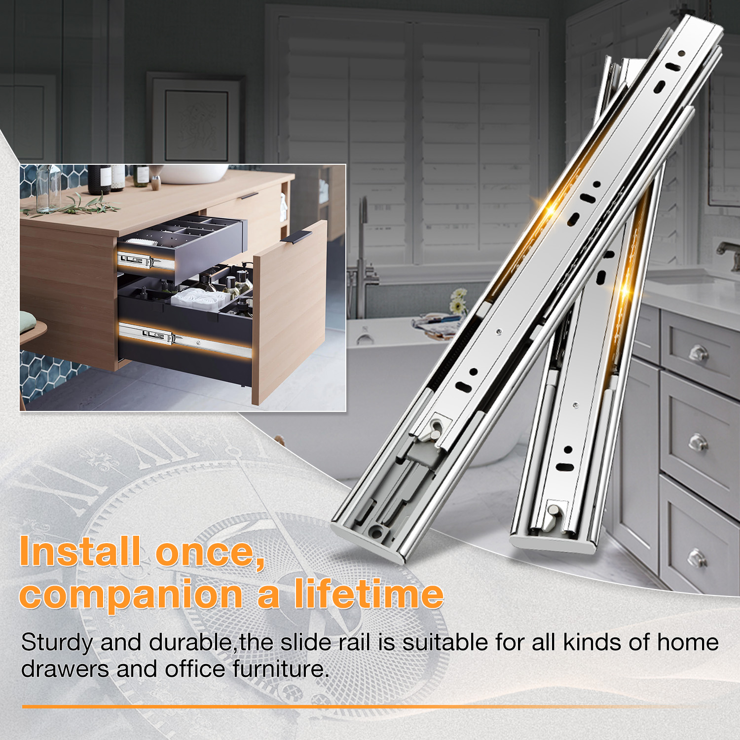 YENUO Heavy Duty Soft Close Drawer Slides - 10-24 Inch Full Extension Side Mount, Stainless Steel Ball Bearing Rails (100 Lb)