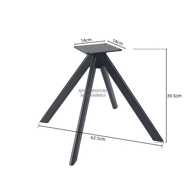 Durable Dining Chair Parts Disassembly Structure Iron Material Black Coating Heavy Duty Hardware Chair Legs with Swivel Plate