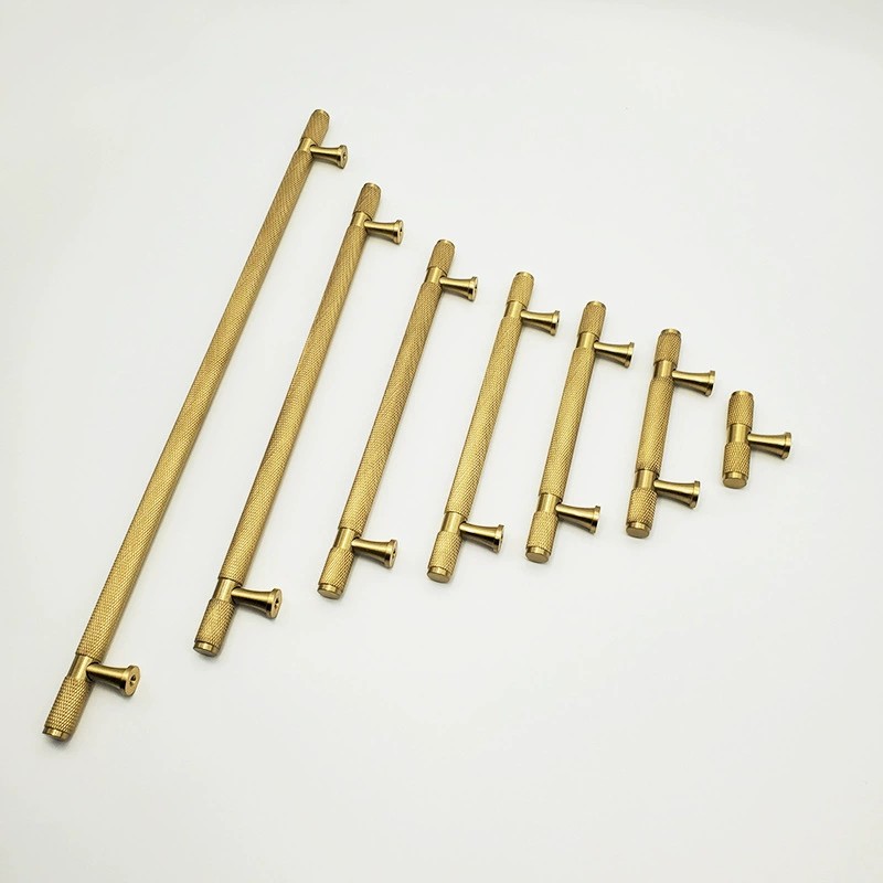 Made in China Furniture Hardware Knurled Solid Brass Selling Reasonable Price Customized Cabinet Wardrobe Kitchen T bar Handle