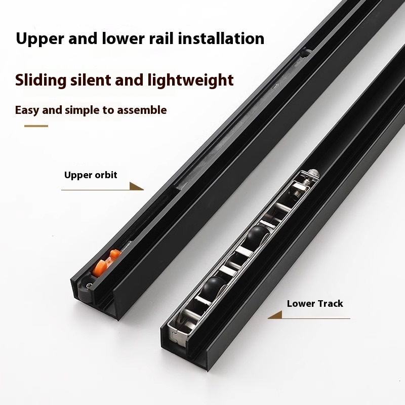 Modern Wood Door Hardware Magical Concealed Sliding System Easy Screw Bottom Track Invisible Wall Mount Suspension Accessories