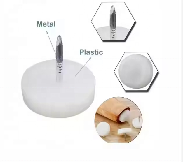 High Quality White Plastic Nylon Glides 12mm Small Nail Chair Feet for Home Office Modern Design Furniture Accessories