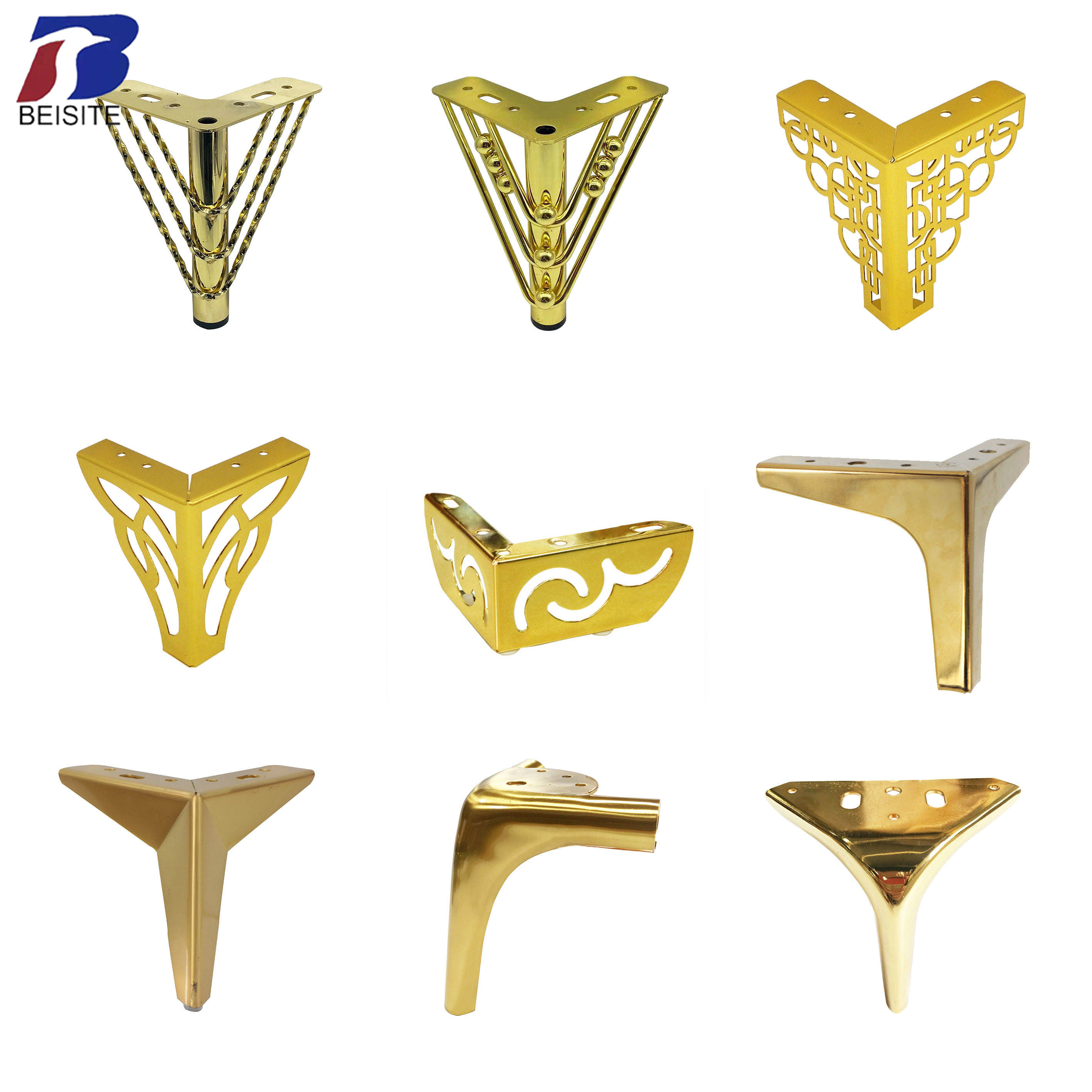 OEM Factory Custom Furniture Accessories Metal Iron Steel Sofa Support Legs New Furniture Legs Gold