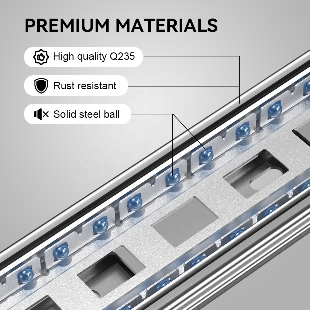 Soft Closing Ball Bearing Channel Furniture Hardware For Kitchen Cabinet Tool Box Drawer Slides Rail 35kg Load