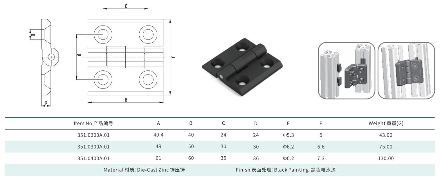 Two Pairs Black Painting Lightweight Invisible Cabinet Soft Close Hidden Door Hinges Fastener