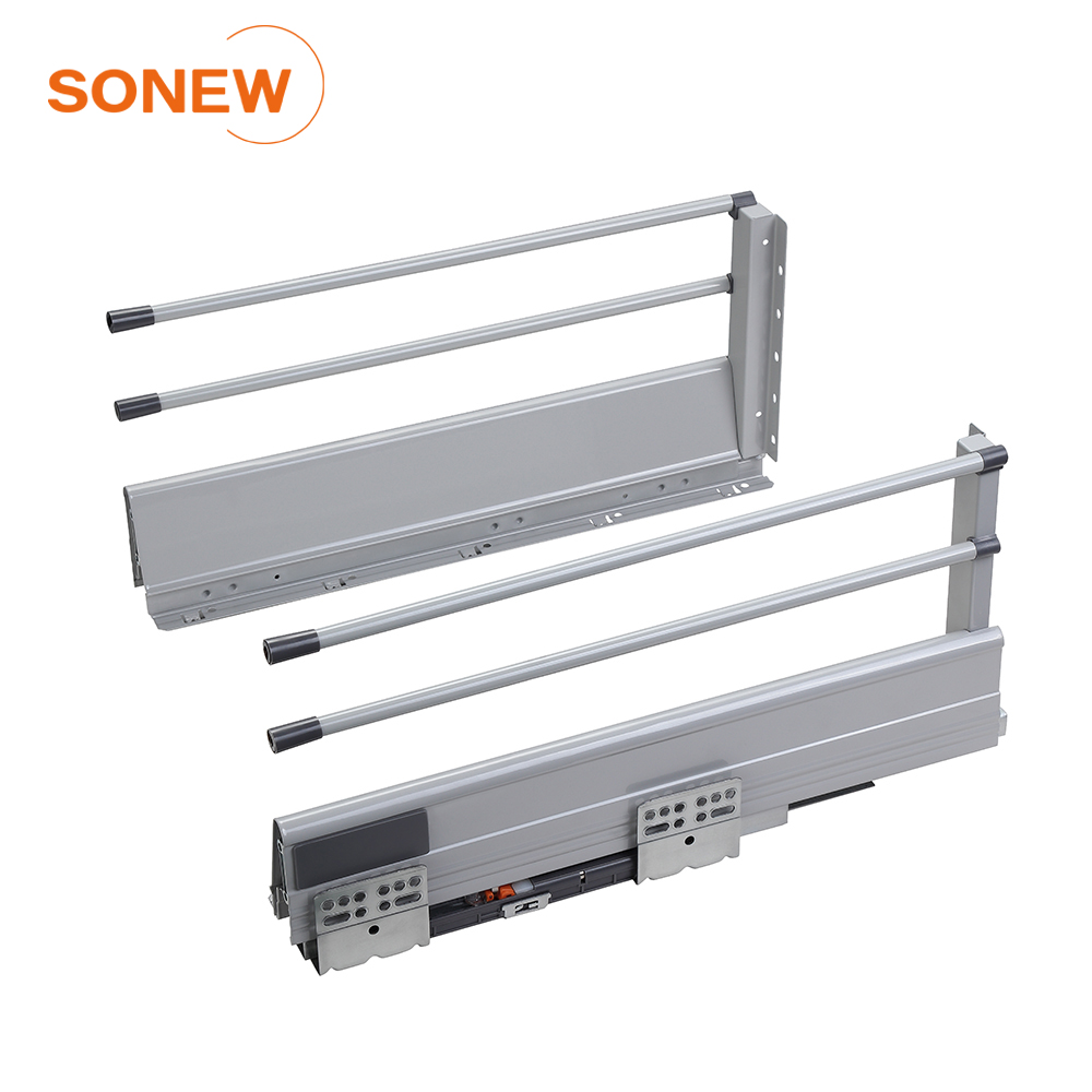 SONEW Undermount Drawer Slide Soft Close Sliding Rail Guide Rail Furniture Hardware Slim Metal Drawer Box System