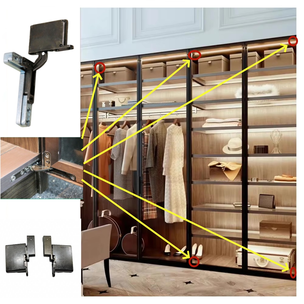 Italy Hidden Hydraulic 3D Adjustable Invisible Glass Cabinet Door Concealed Pivot Cupboard Wardrobe Aluminium Door Hinge