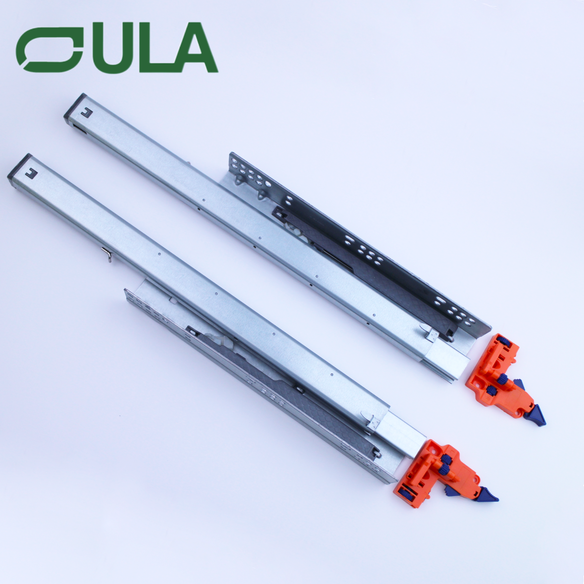 OULA Furniture Hardware Heavy-Duty Iron 45mm Concealed Slides with 3D Lock Full Extension Hidden Telescopic Drawer Slides