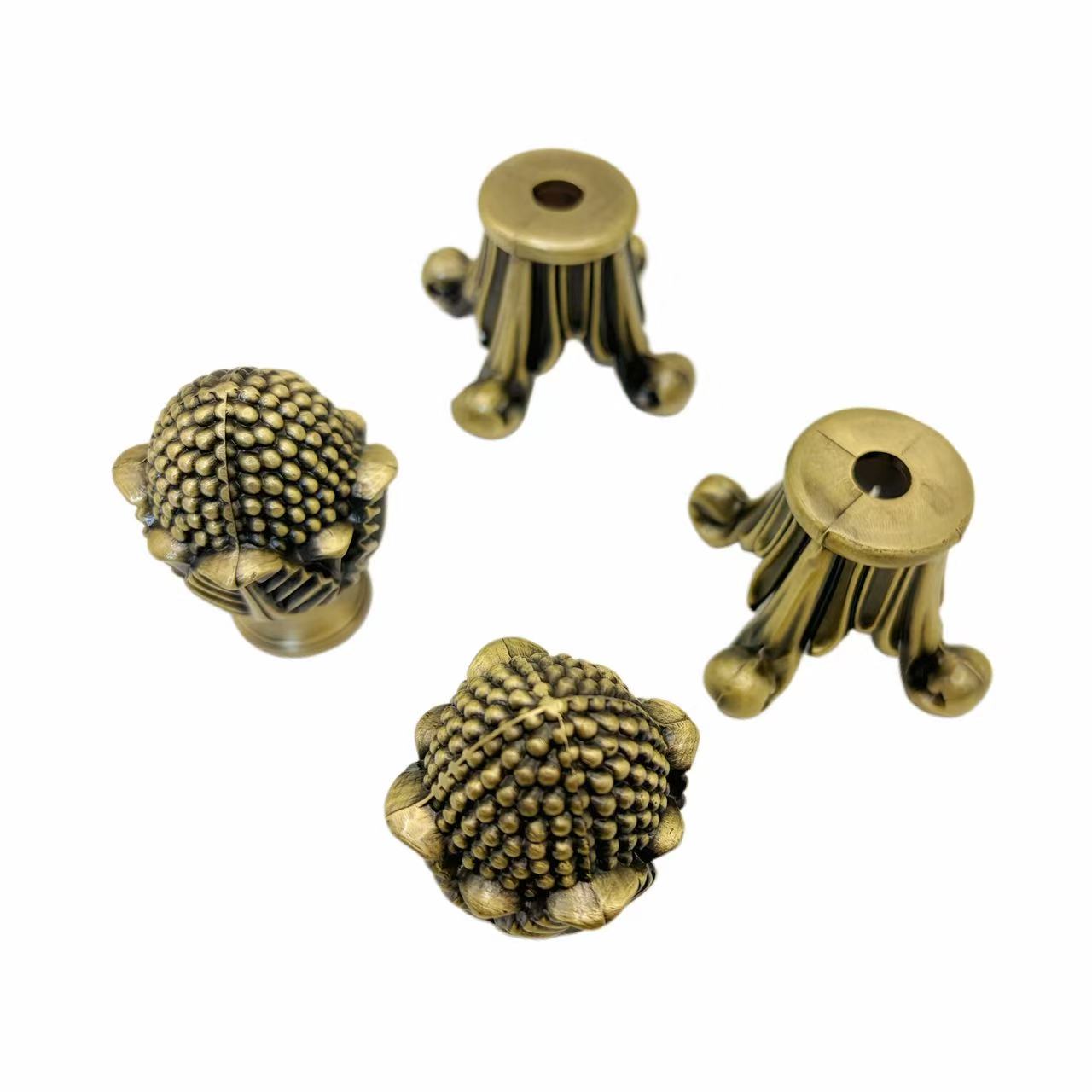 HEYUE Vintage Brass Floral Design Durable Decorative Bed Cap &amp; Frame Hardware with Easy Installation Model HY1228-29 From CN