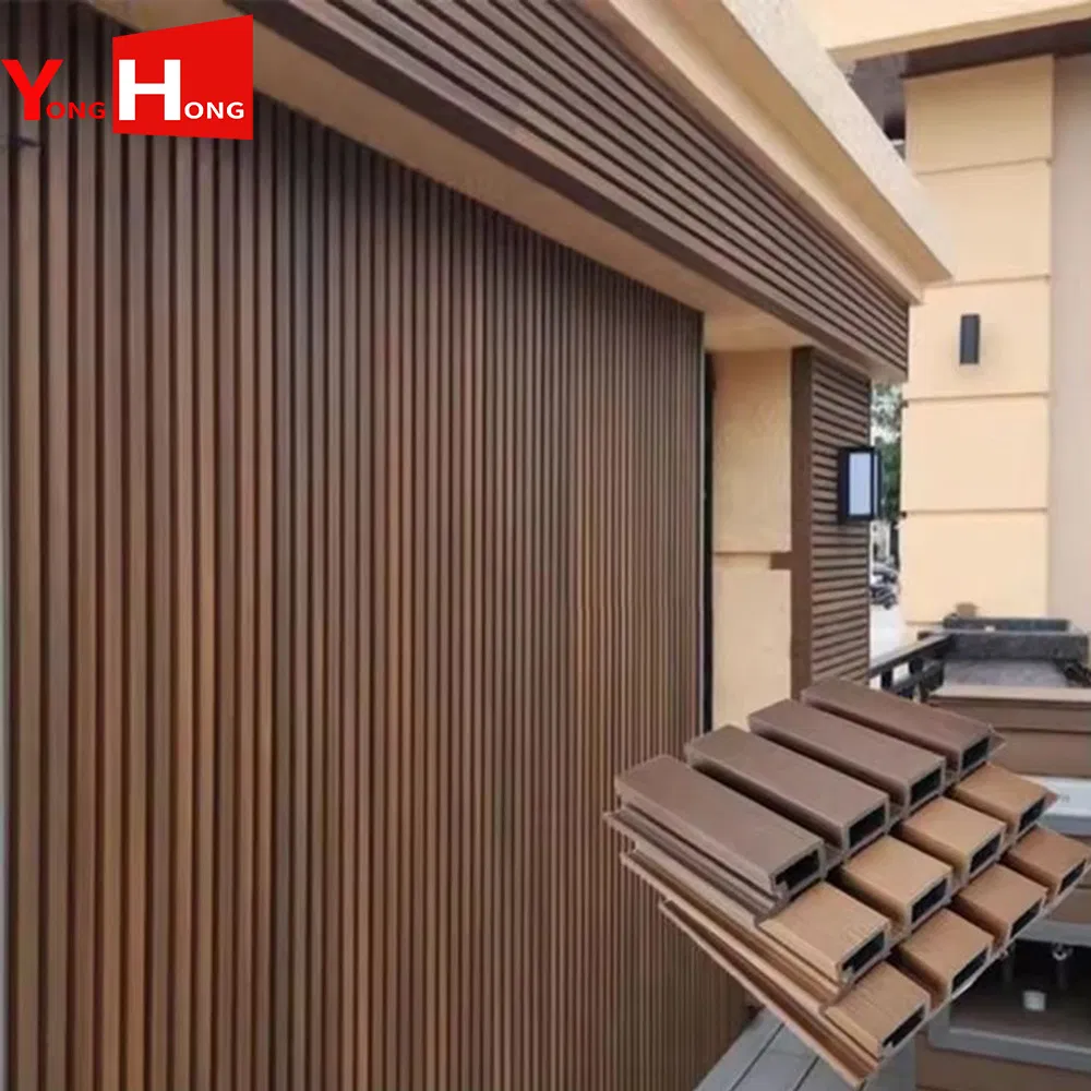 Home Decoration External 3D Wood Plastic Composite Decorative Exterior/Outdoor Facade Cladding Fence Ribbed PVC/WPC Wall Panel