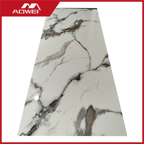 3D Embossed UV Coated Stone Plastic Composite Marble Sheet for Office Pantry Island Front