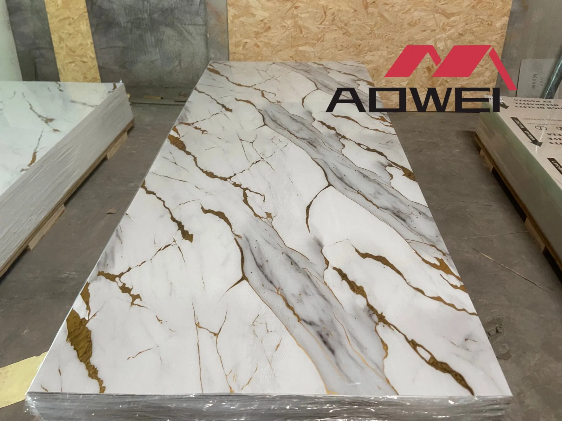 Eco Friendly Easy Clean Anti Scratch Stone Plastic Composite Board Marble Sheet for Office Meeting Room Accent Wall