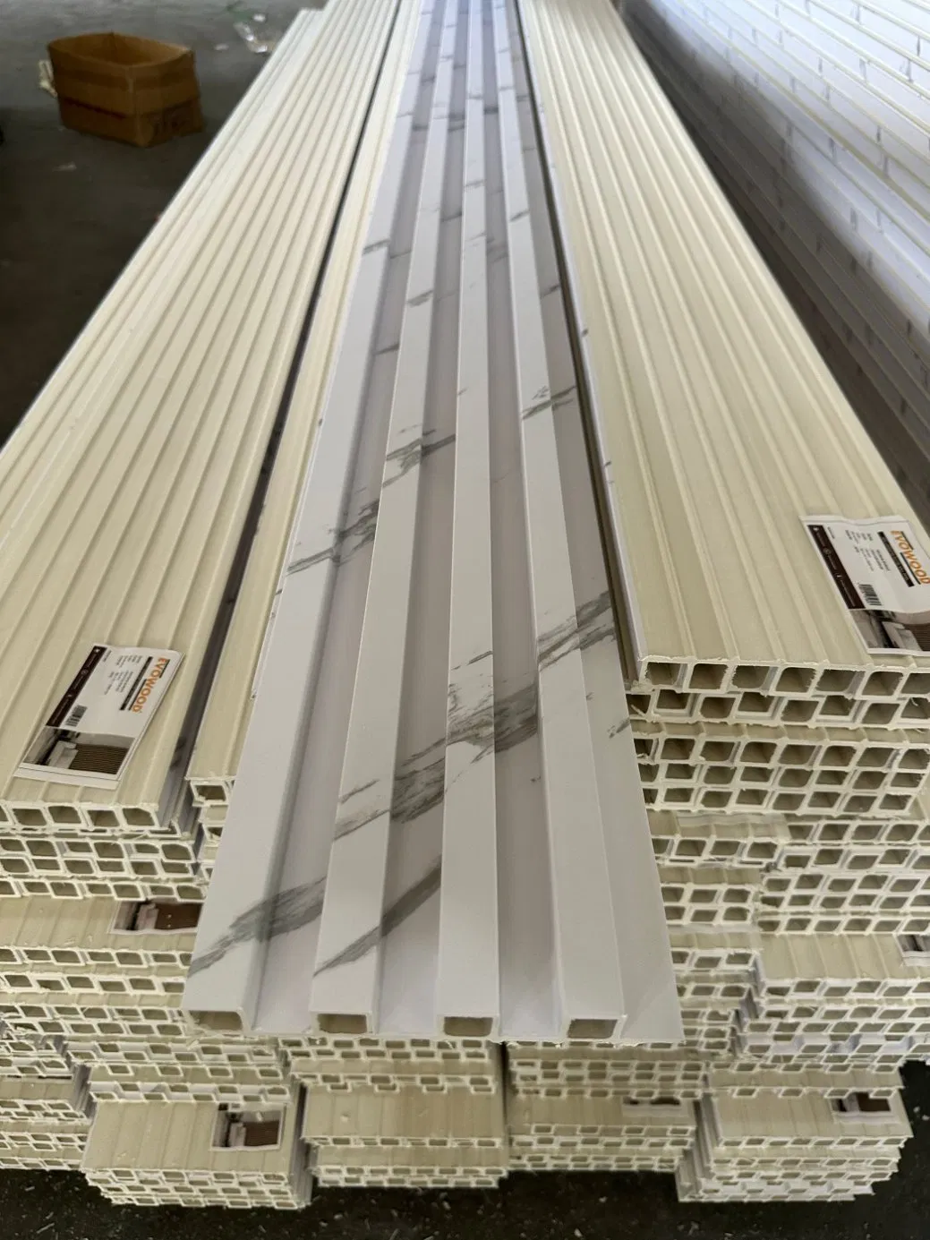 3D Wall Design Board Fluted Gold Decorative WPC PVC Marble Wall Panel