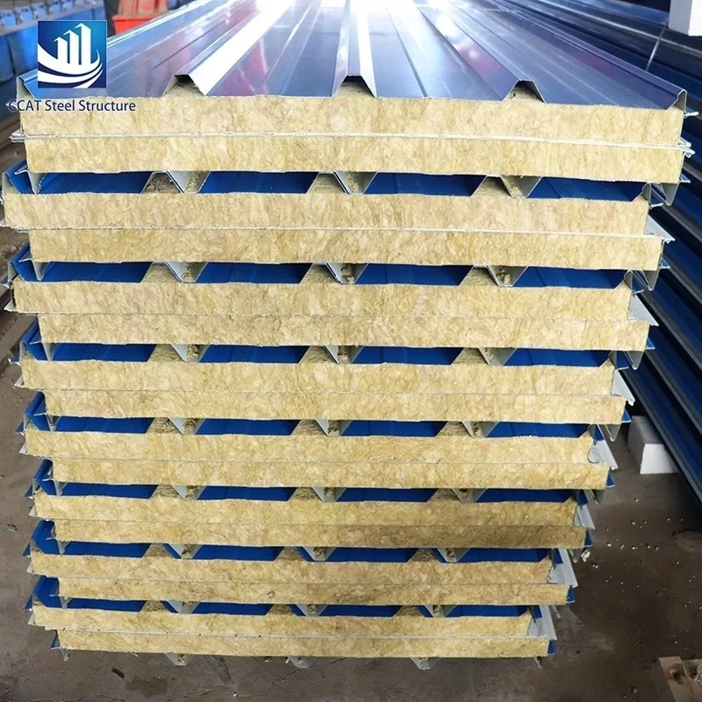 Airtight Polyurethane Sealed Mineral Wool Insulation Wall Panel Commercial Building Interior Partitions