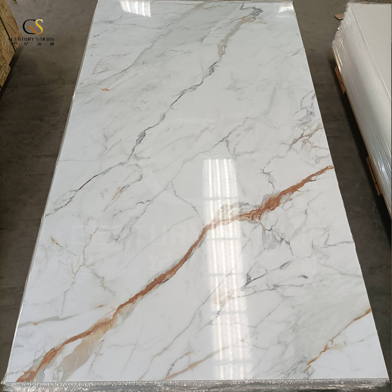 Interior Decorative UV Marble Sheet Waterproof Click Stone Plastic Composite